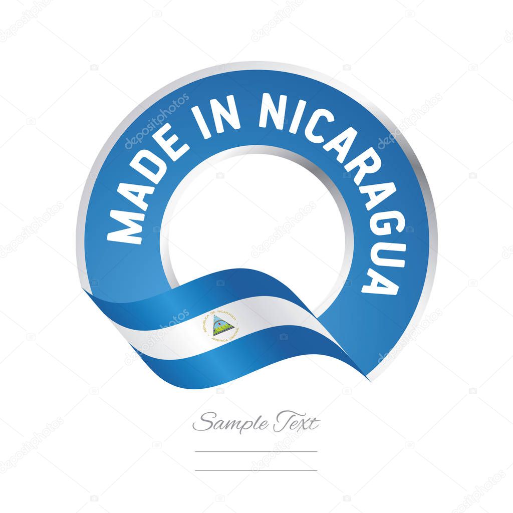 Made in Nicaragua flag blue color label logo icon button banner vector