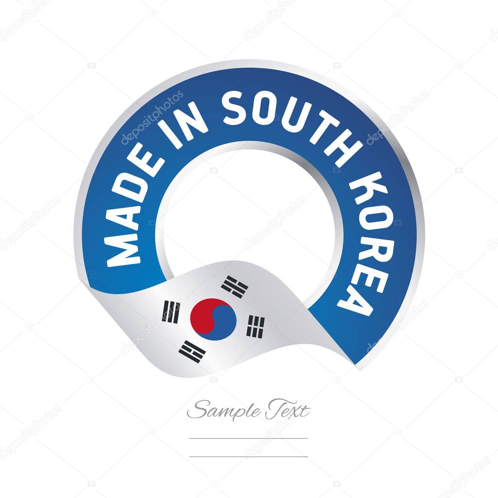 Made in South Korea flag blue color label logo icon button banner vector