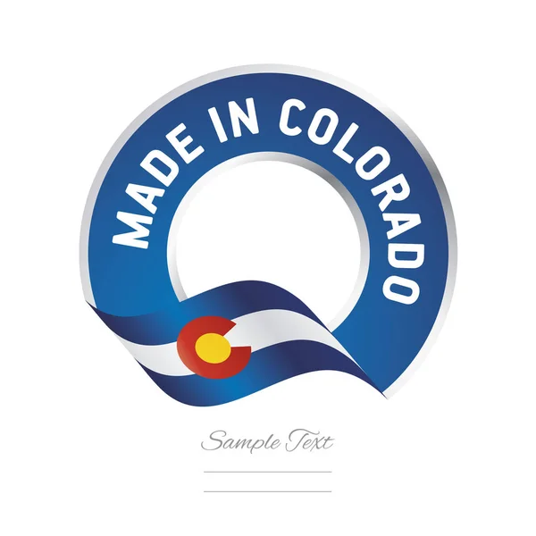 Hecho en bandera de Colorado banner de botón de etiqueta de color azul — Vector de stock