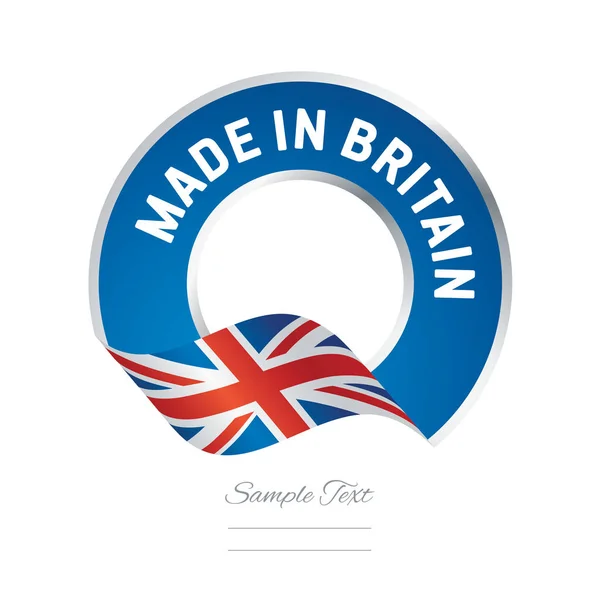 Feito na bandeira da Grã-Bretanha bandeira azul cor rótulo botão banner — Vetor de Stock