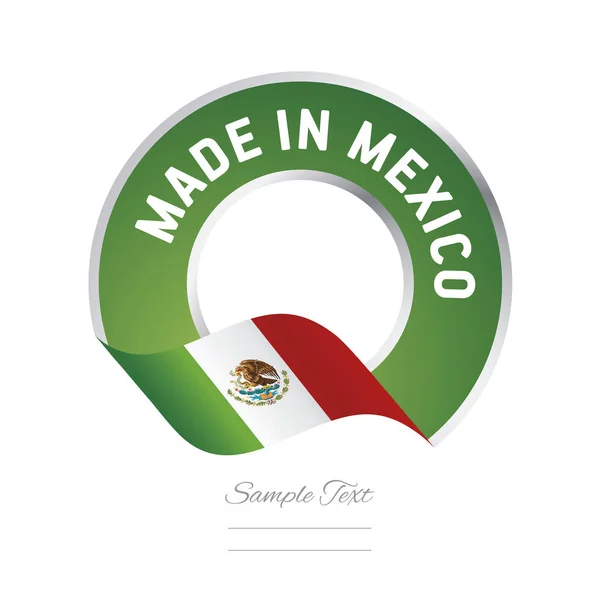 メキシコ旗緑色ラベル ボタン ロゴ アイコン バナーは、 — ストックベクタ