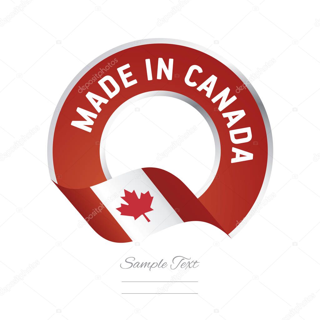 Made in Canada flag red color label logo icon button banner vector