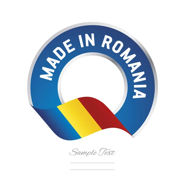 Made in Romania flag blue color label button logo icon banner — Stock Vector