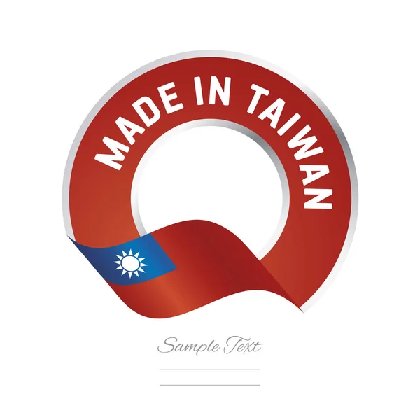 Made in Taiwan bandiera colore rosso etichetta pulsante banner — Vettoriale Stock