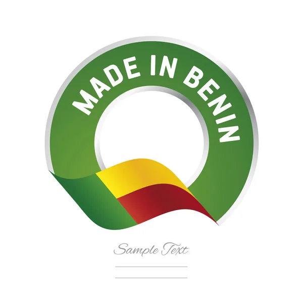 Valmistettu Benin lippu vihreä väri etiketti logo kuvake — vektorikuva
