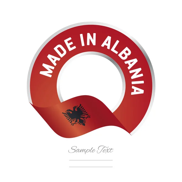 Fabriqué en Albanie drapeau couleur rouge étiquette logo icône — Image vectorielle