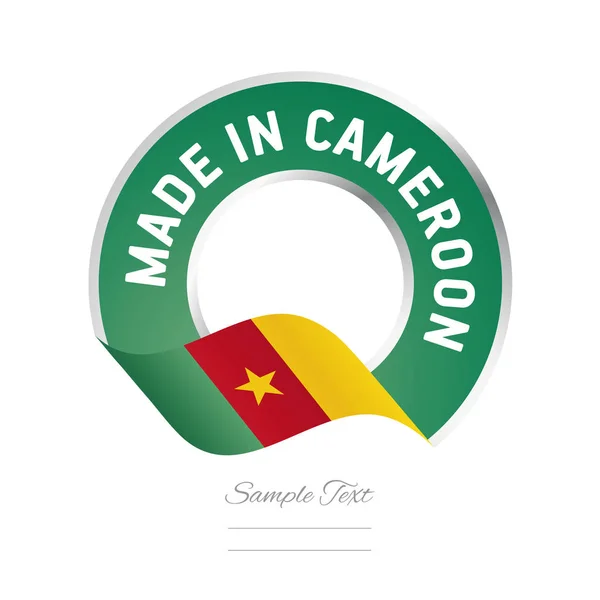 Зроблено в Камерун логотип значок прапорця label зелений колір — стоковий вектор