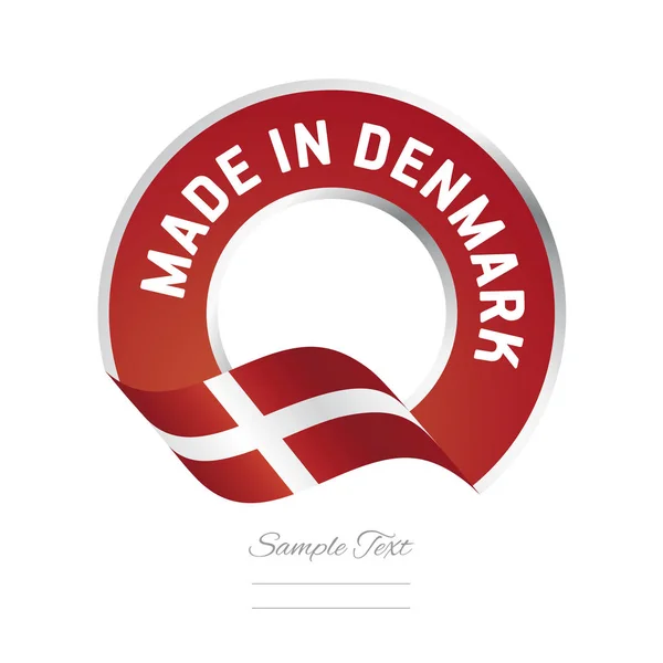 Hecho en Dinamarca bandera de color rojo etiqueta logo icono — Archivo Imágenes Vectoriales