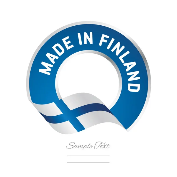 Hecho en Finlandia bandera color azul etiqueta logotipo icono — Archivo Imágenes Vectoriales