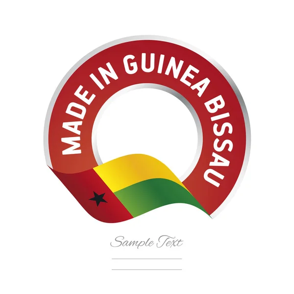 Gemaakt in Guinee-Bissau vlagpictogram rood label logo — Stockvector