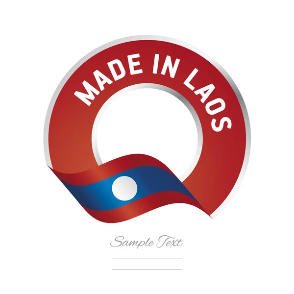 Made in Laos bandeira cor vermelha rótulo logotipo ícone —  Vetores de Stock