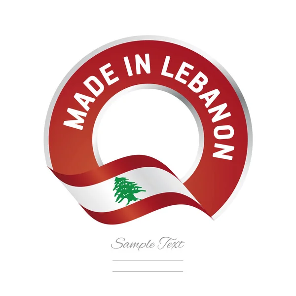 Gemaakt in Libanon vlagpictogram rood label logo — Stockvector