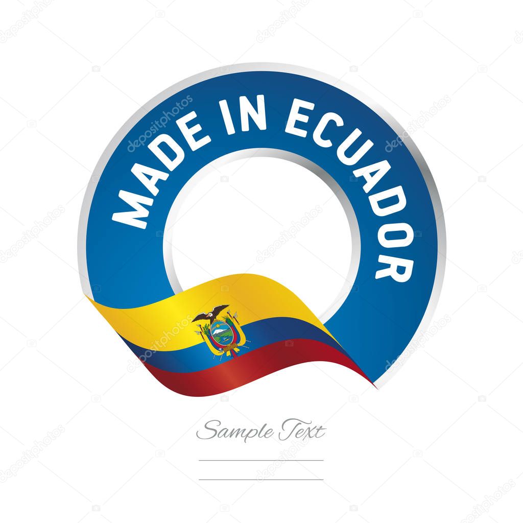 Made in Ecuador flag blue color label logo icon banner vector