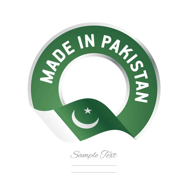 Fabriqué au Pakistan drapeau couleur verte icône logo de l'étiquette — Image vectorielle