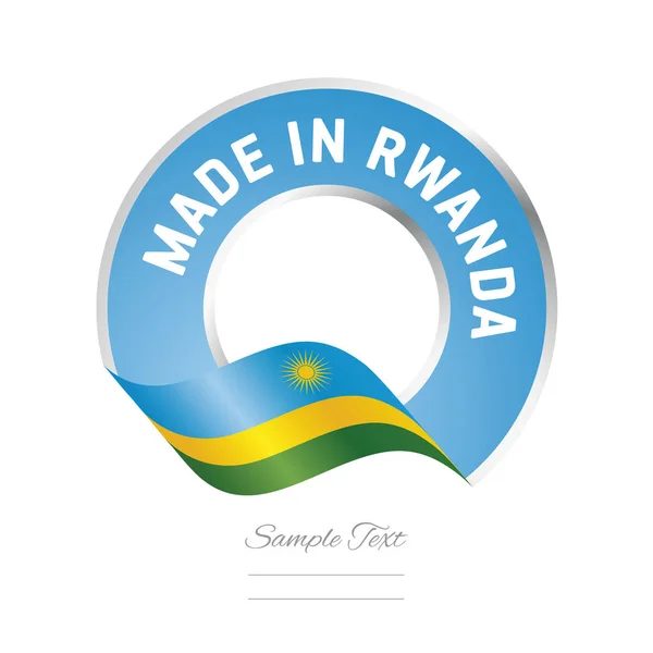 Gemaakt in Rwanda vlagpictogram blauw label logo — Stockvector