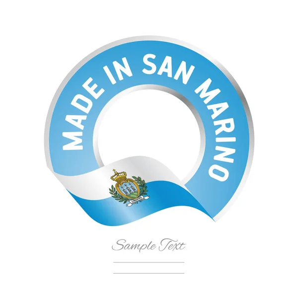 Fabriqué en drapeau Saint-Marin icône de logo d'étiquette de couleur bleue — Image vectorielle