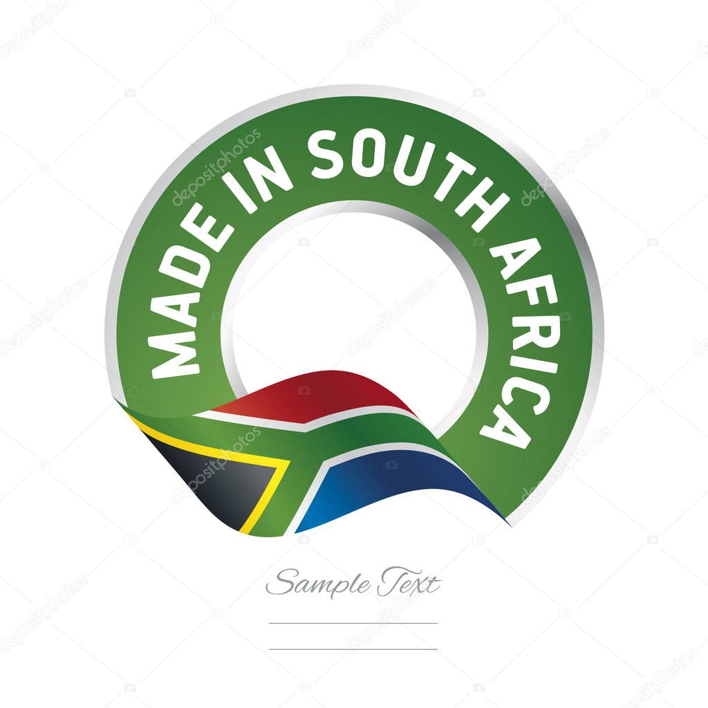 Made in South Africa flag green color label logo icon banner vector