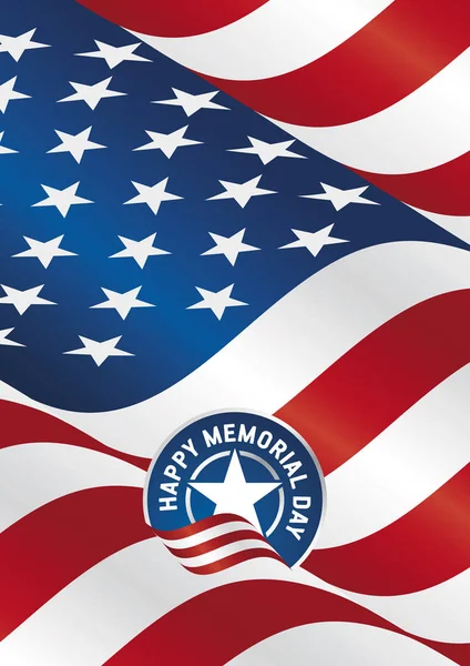 Gelukkig Memorial Day Usa vlag vaandel portret — Stockvector