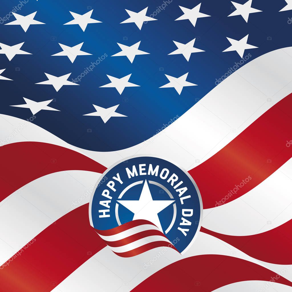 Happy Memorial Day USA flag background vector