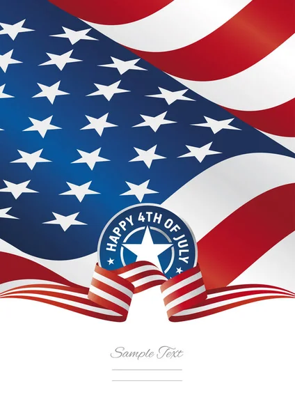 Счастливое 4 июля на фоне ленточки флага США — стоковый вектор