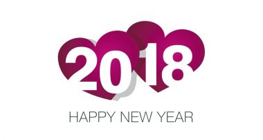 2018 mutlu yeni yıl iki kalpler aşık