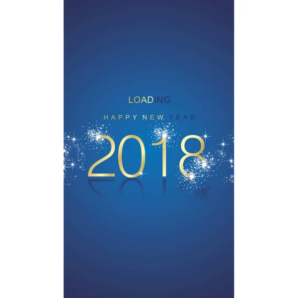 Bonne Année 2018 Chargement Étincelle Feu Artifice Bleu Carte Souhaits — Image vectorielle