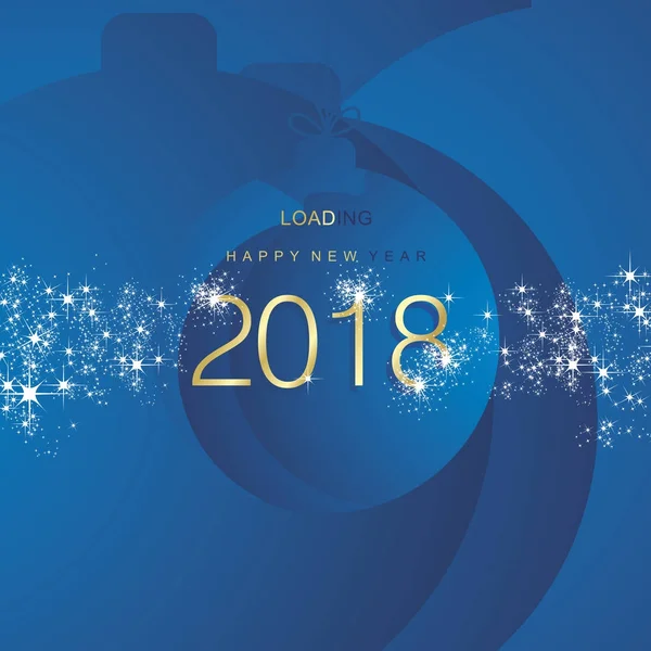 Bonne Année 2018 Chargement Feu Artifice Bleu Abstrait Fond Balle — Image vectorielle
