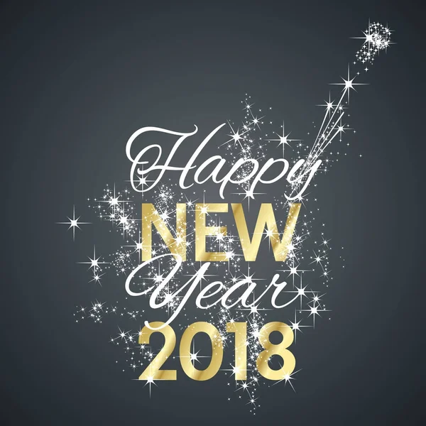 2018 Happy New Year Feu Artifice Noir Fond Vecteur — Image vectorielle