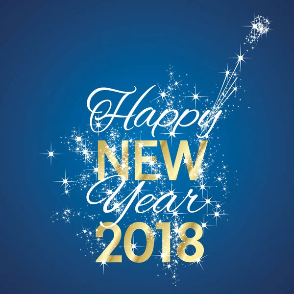 2018 Happy New Year Feu Artifice Bleu Fond Vecteur — Image vectorielle