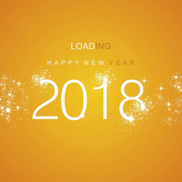 Happy New Year 2018 Laden Vonk Vuurwerk Wit Oranje Vector — Stockvector