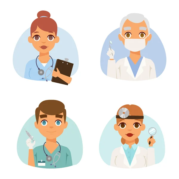 Médicos spetialists caras vector conjunto . — Vector de stock