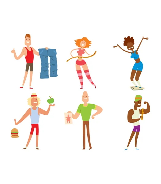 Belleza fitness personas pérdida de peso — Vector de stock