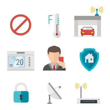 Remote home control system icons clipart