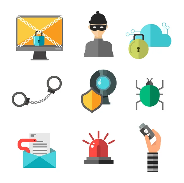 Internet safety icons isolated — Stock Vector