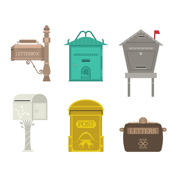 Post mail box vector set. — Stock Vector