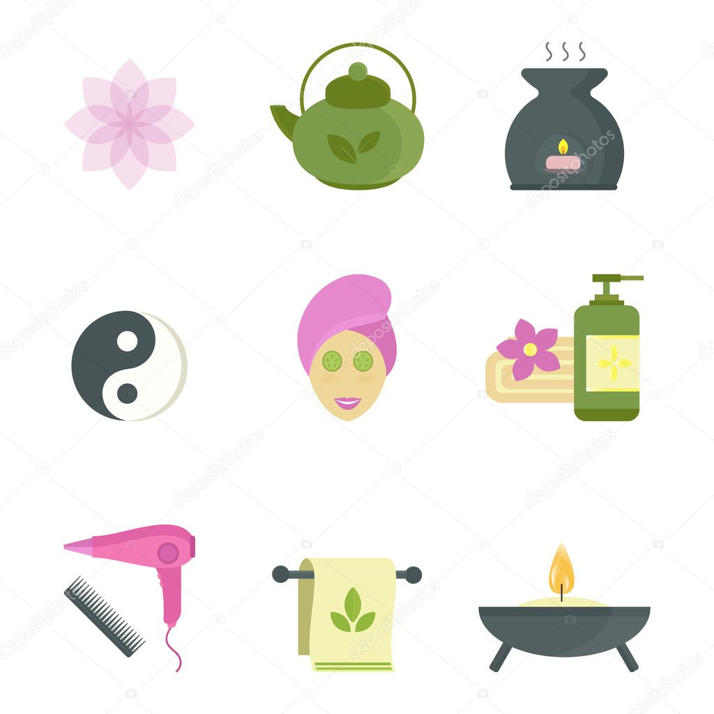 Spa beauty body care vector icons