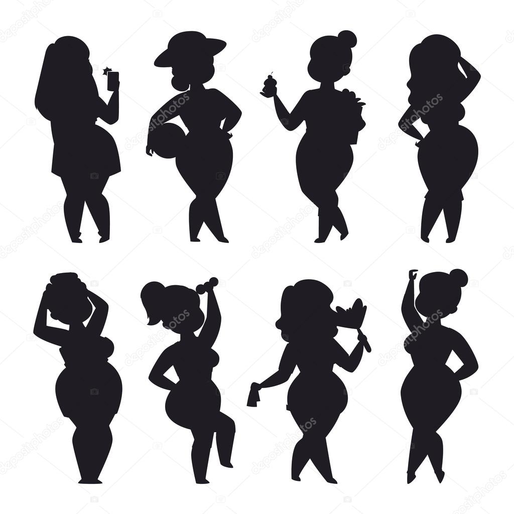 Fat girl vector set. — Stock Vector © adekvat #125675266