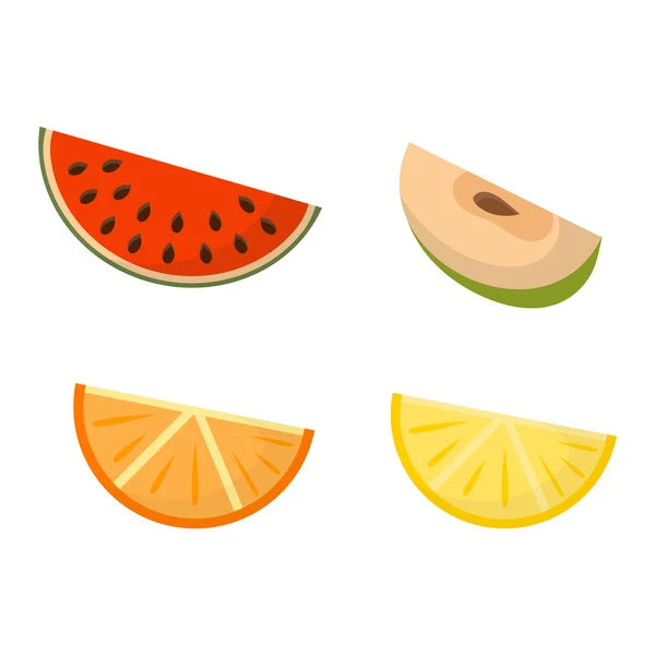 Juego de vectores de rodajas de fruta . — Vector de stock