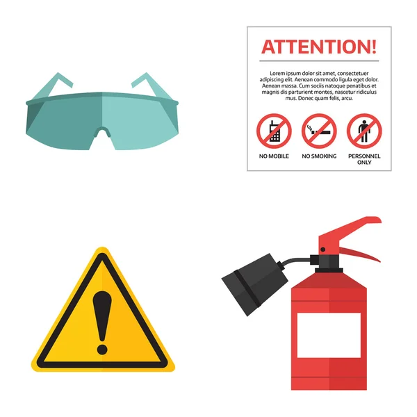 Safety work vector icons flat style — Stock Vector