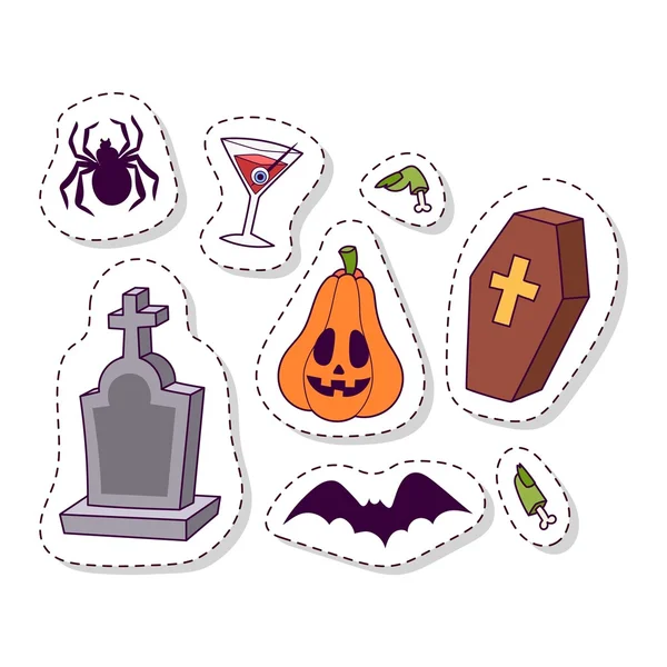 Halloween símbolos coleção vetorial . — Vetor de Stock