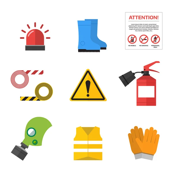 Safety work vector icons flat style — Stock Vector