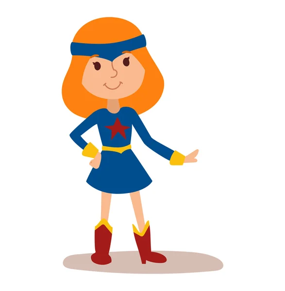 Superhelden Kind Mädchen Cartoon Vektor Illustrationt — Stockvektor