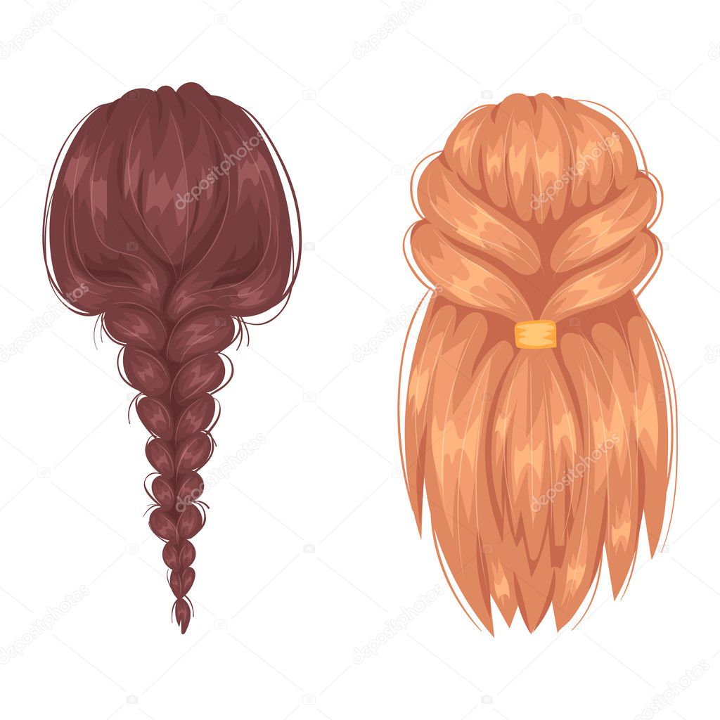 Vektor Design schöne Sammlung von weiblichen Frisur Rückansicht Porträt schöne Frau Frisur gerade glattes Haar Brünette Frau Frisur Mode ziemlich Profil