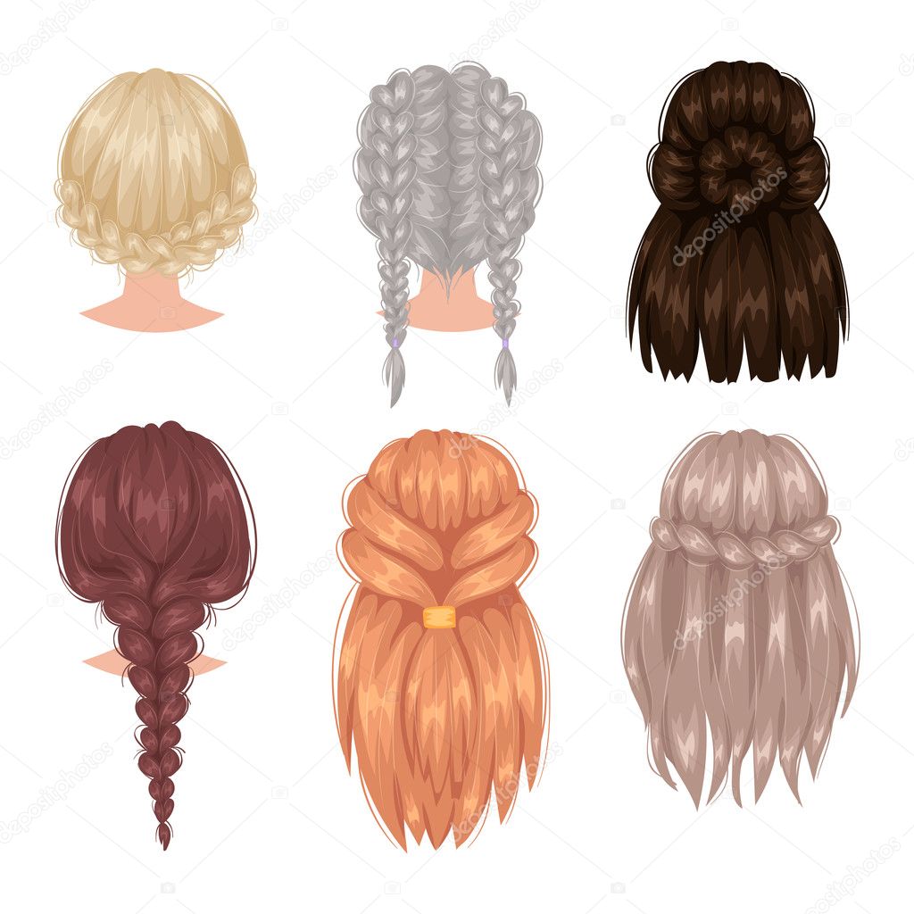 Vector woman hairstyle back view Stock Vector Image by ©adekvat #126177568