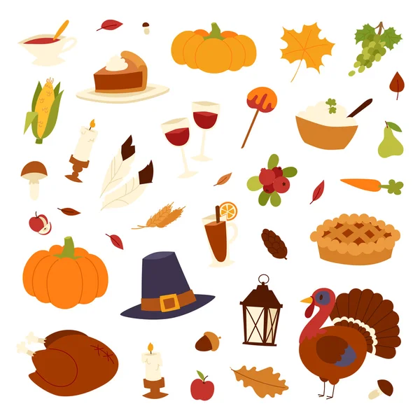 Happy Thanksgiving Day set vector. — Stock Vector