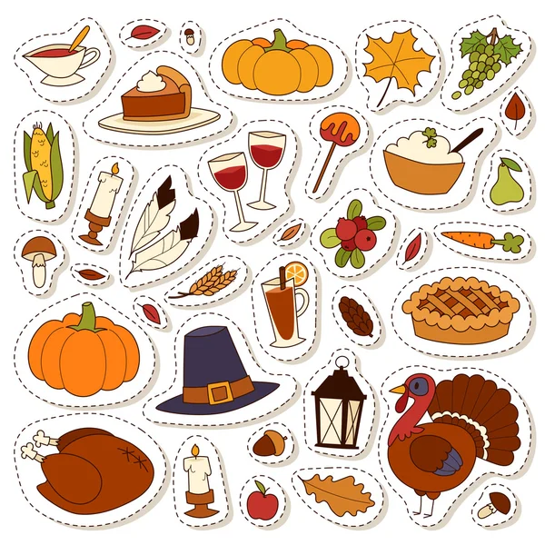 Happy Thanksgiving Day set vector. — ストックベクタ