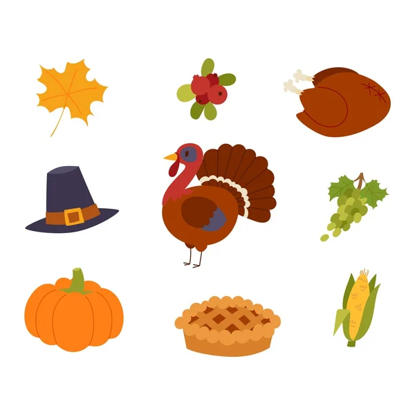 Happy Thanksgiving Day set vector. — Stock Vector