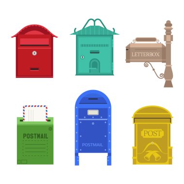 Post mail box vector set. clipart