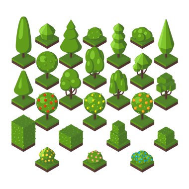 İzometrik ağaç vektör çizim.