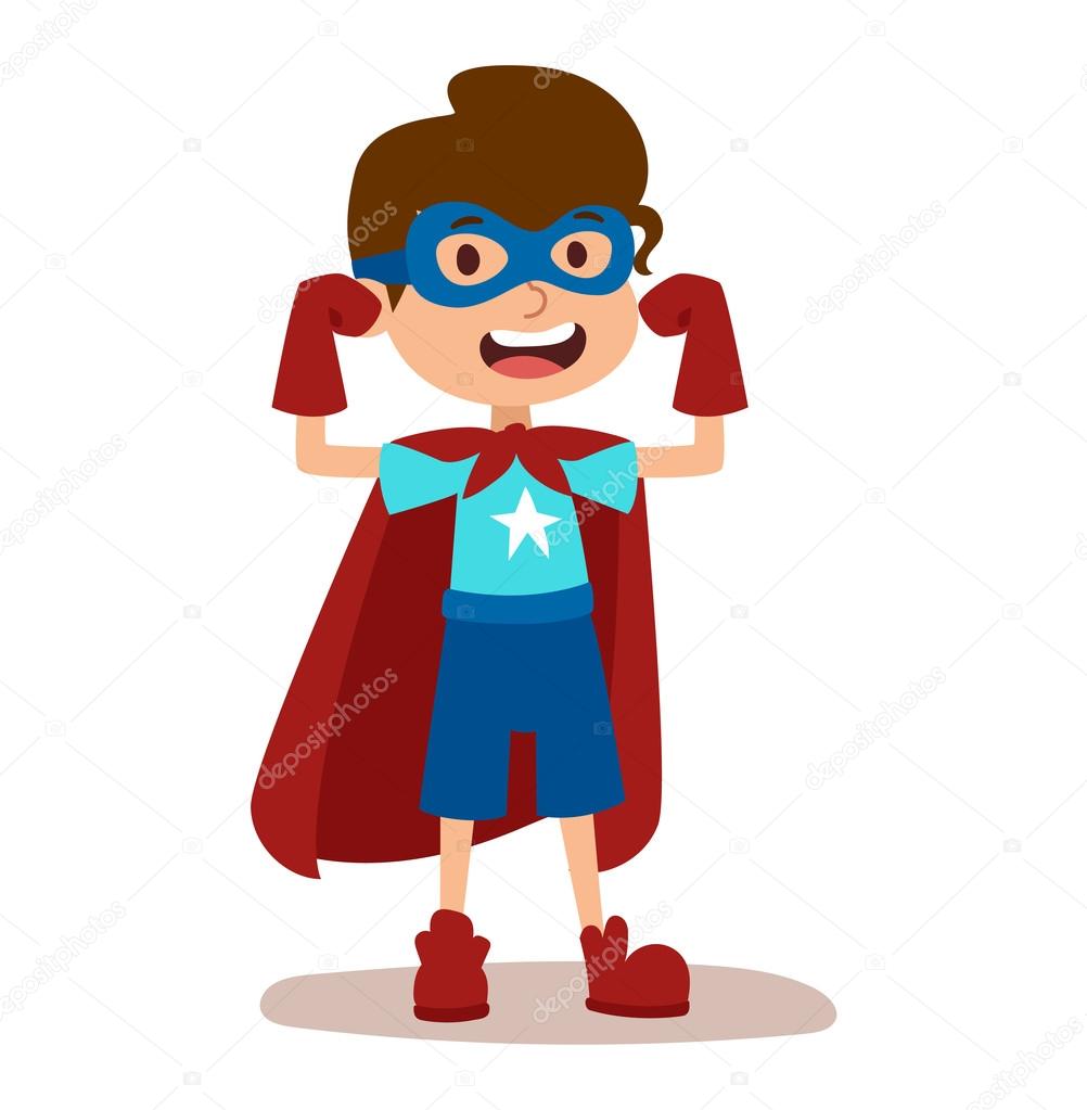 Superhero kid boy cartoon vector illustrationt